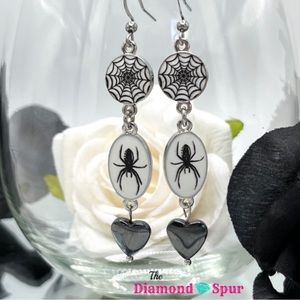 SOLD. Halloween Spider Earrings